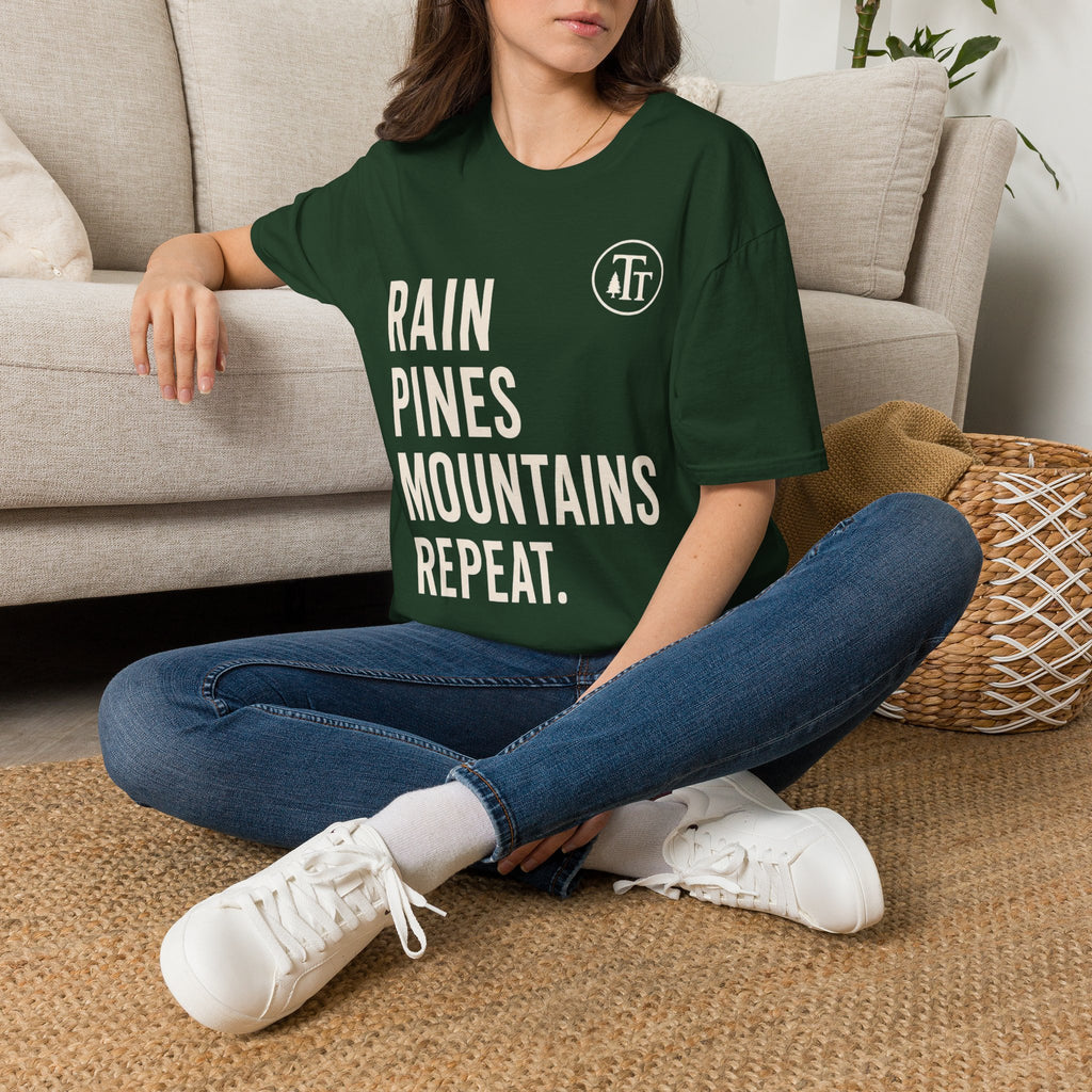 Rain. Pines. Mountains. Repeat T-Shirt