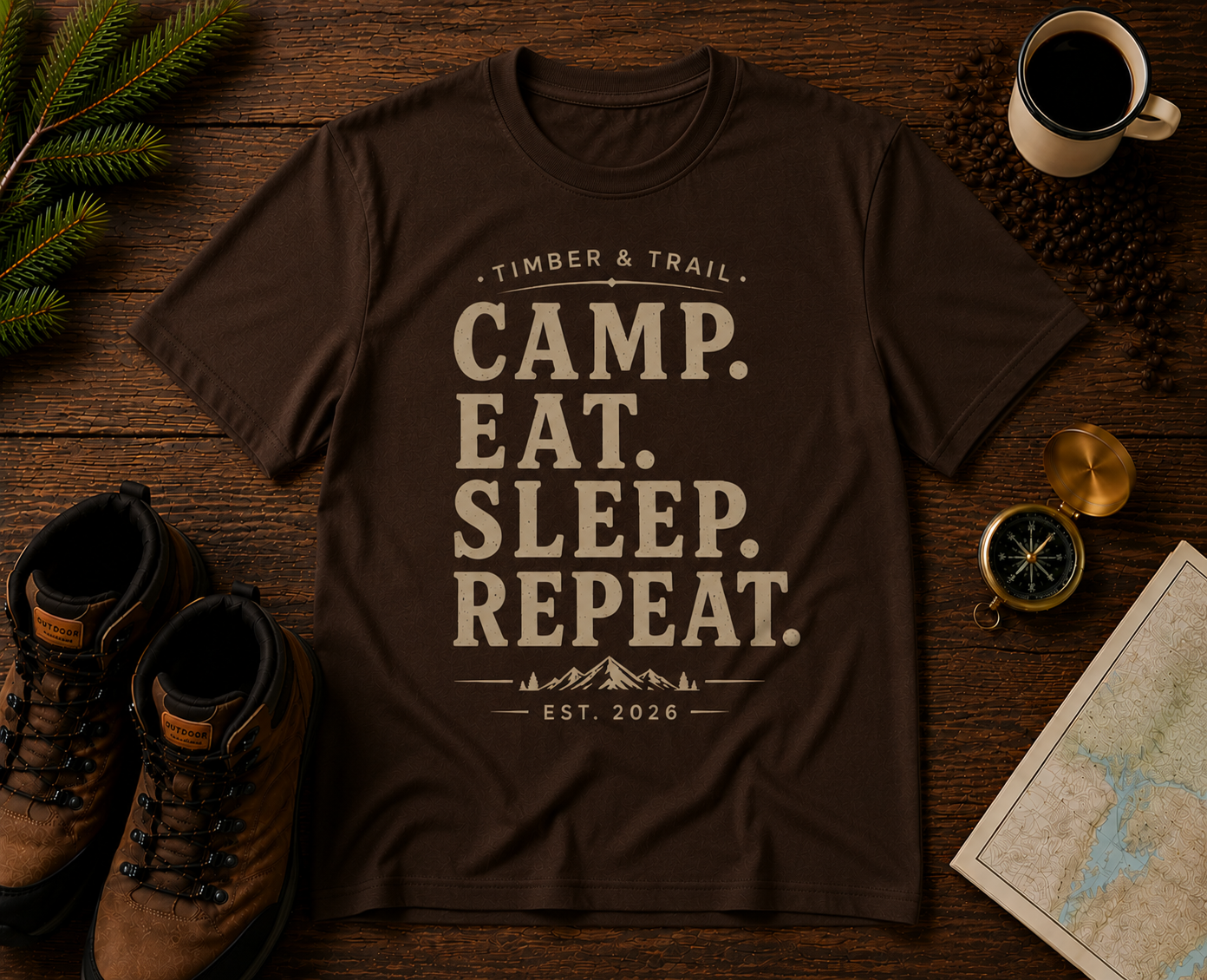 Camp, Eat, Sleep, Repeat T-Shirt
