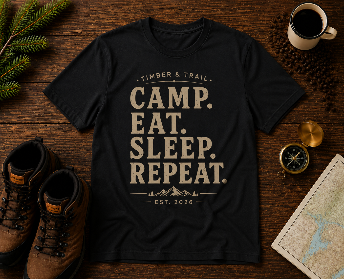 Camp, Eat, Sleep, Repeat T-Shirt