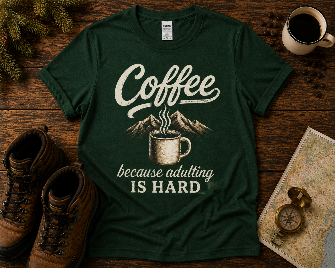 Coffee Adventure T-Shirt — "Fuel Your Adventures One Cup at a Time"