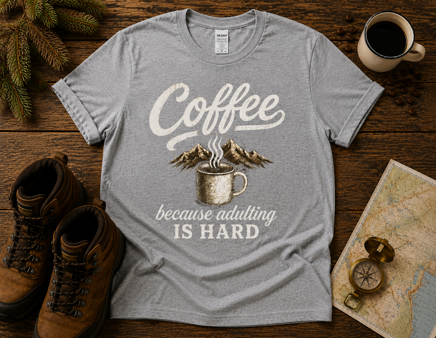 Coffee Adventure T-Shirt — "Fuel Your Adventures One Cup at a Time"