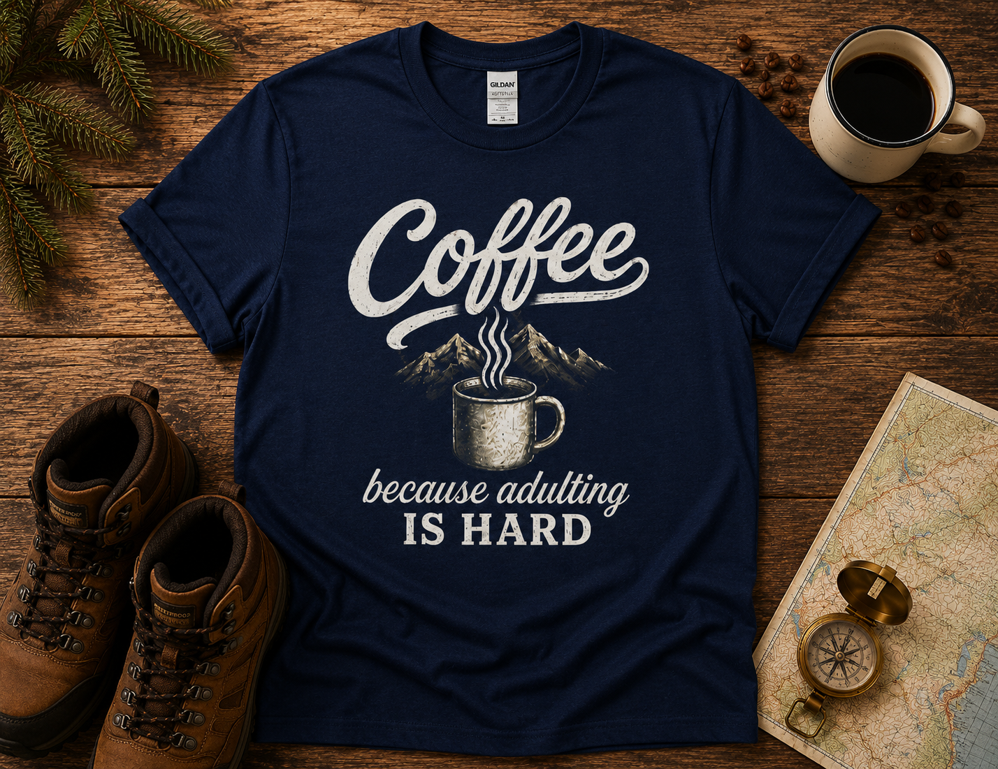 Coffee Adventure T-Shirt — "Fuel Your Adventures One Cup at a Time"
