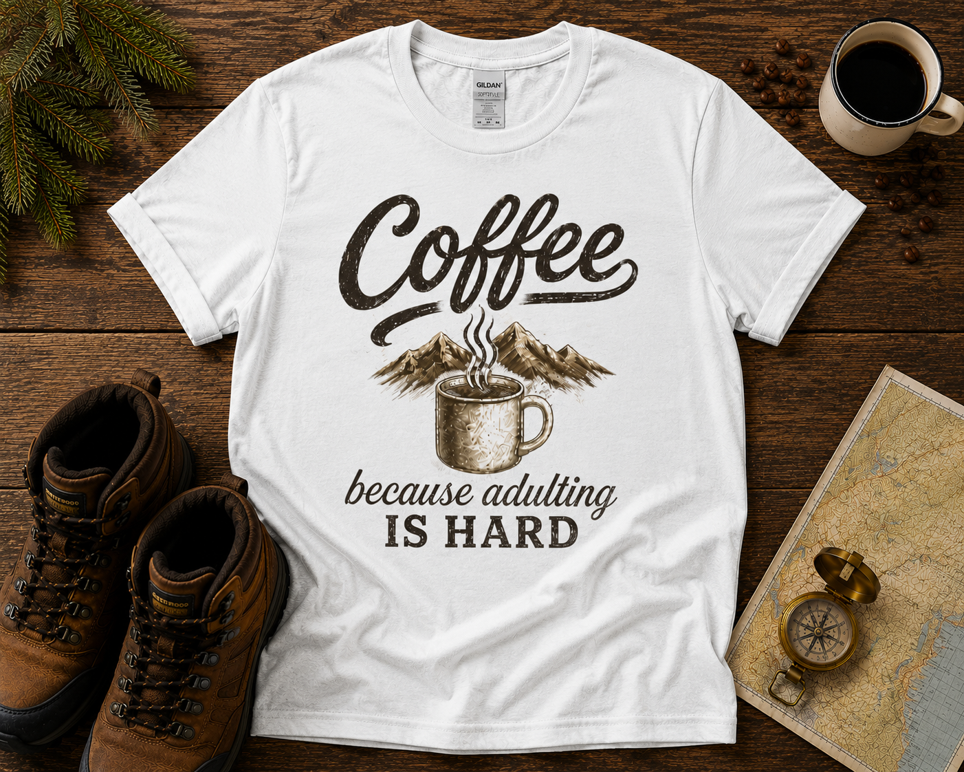 Coffee Adventure T-Shirt — "Fuel Your Adventures One Cup at a Time"