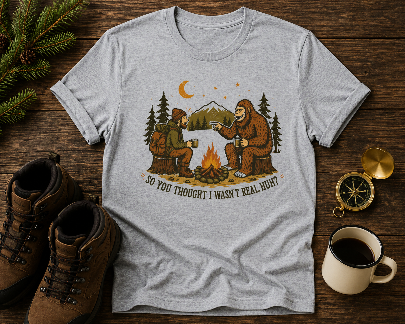 Hiker and Sasquatch T-Shirt