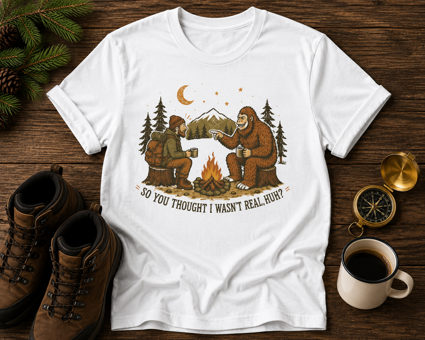 Hiker and Sasquatch T-Shirt