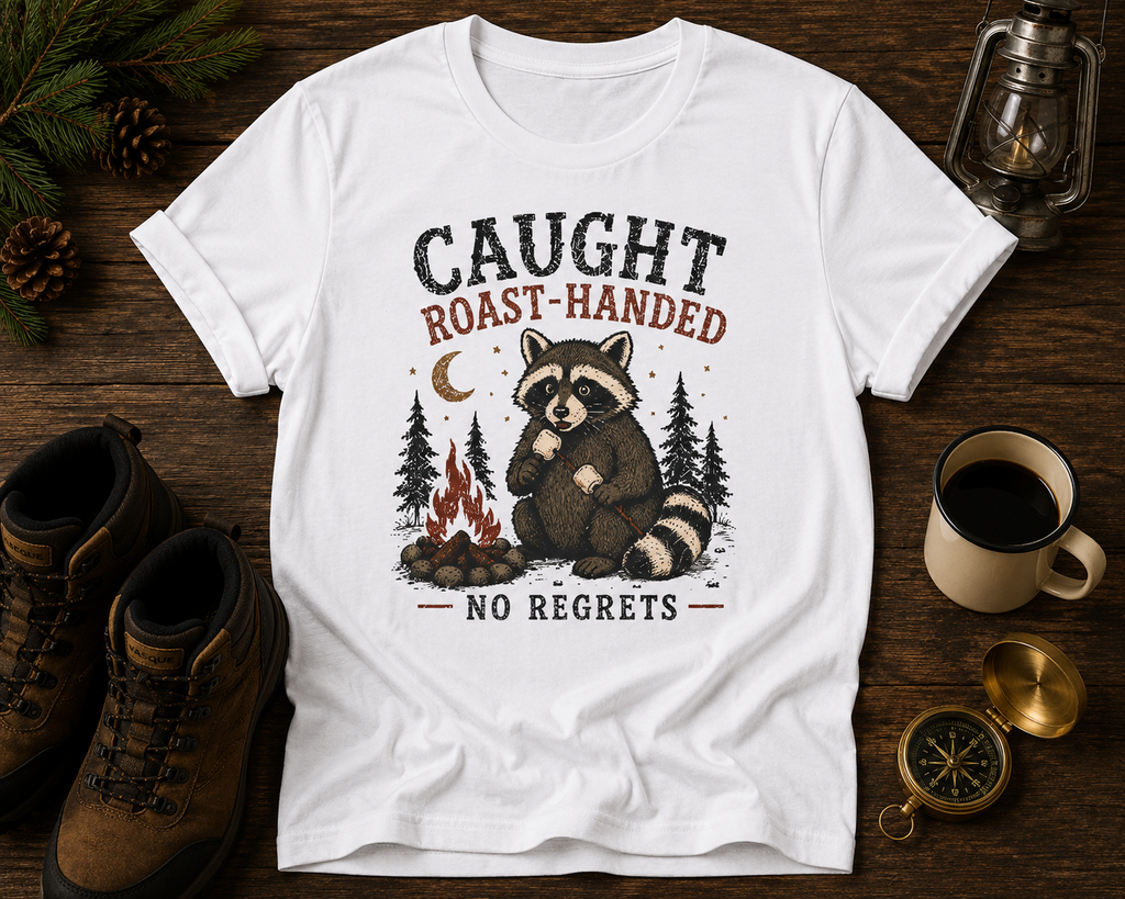 Caught Roast Handed Raccoon T-Shirt
