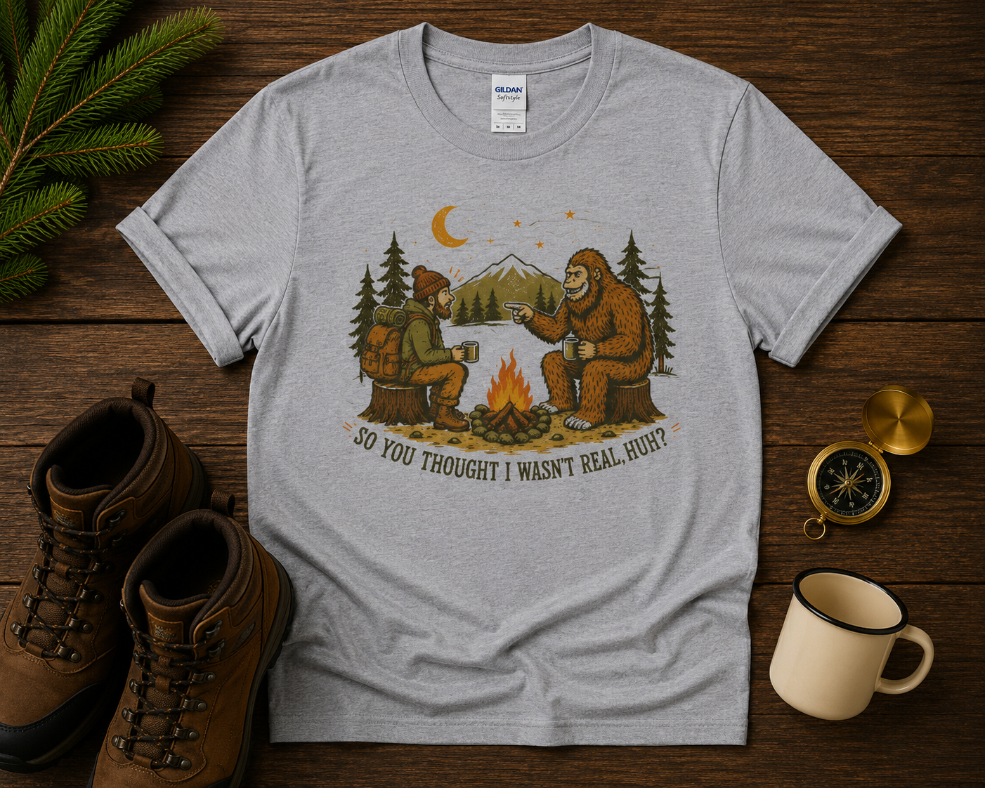 Hiker and Sasquatch T-Shirt